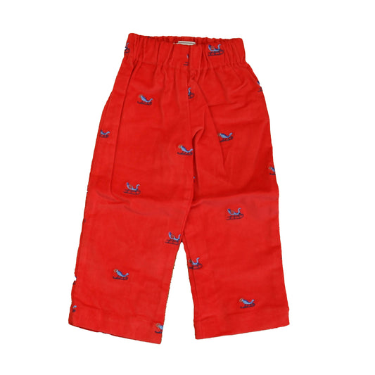 Classic Prep Boys Tomato with Sleighs Corduroy Pants Size: 12-24 Months Tomato with Sleighs