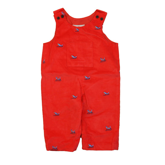 Classic Prep Boys Tomato with Sleighs Romper Size: 6-9 Months Tomato with Sleighs