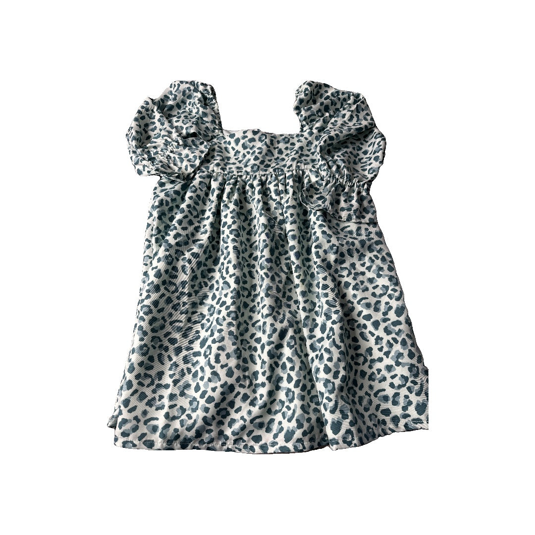Janie and Jack Girls Turquoise | Animal Print Dress Size: 4T Turquoise | Animal Print