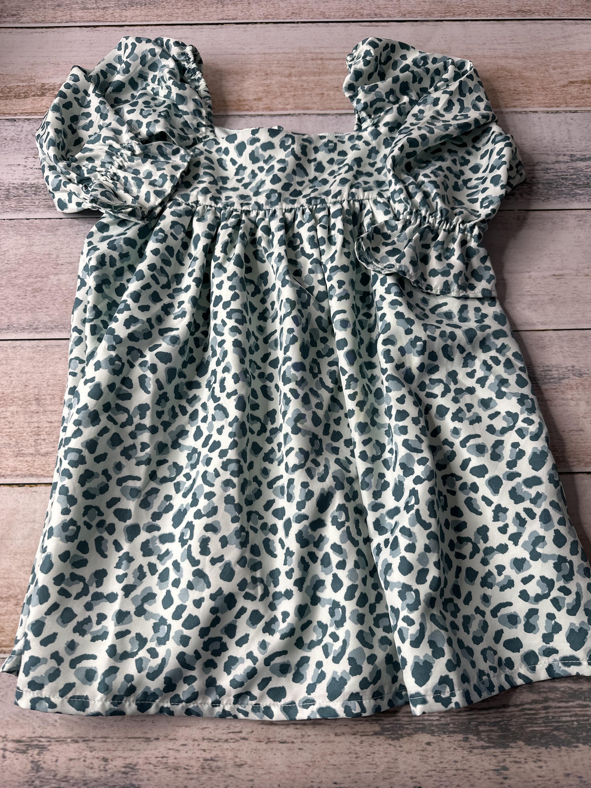 Janie and Jack Girls Turquoise | Animal Print Dress Size: 4T Turquoise | Animal Print