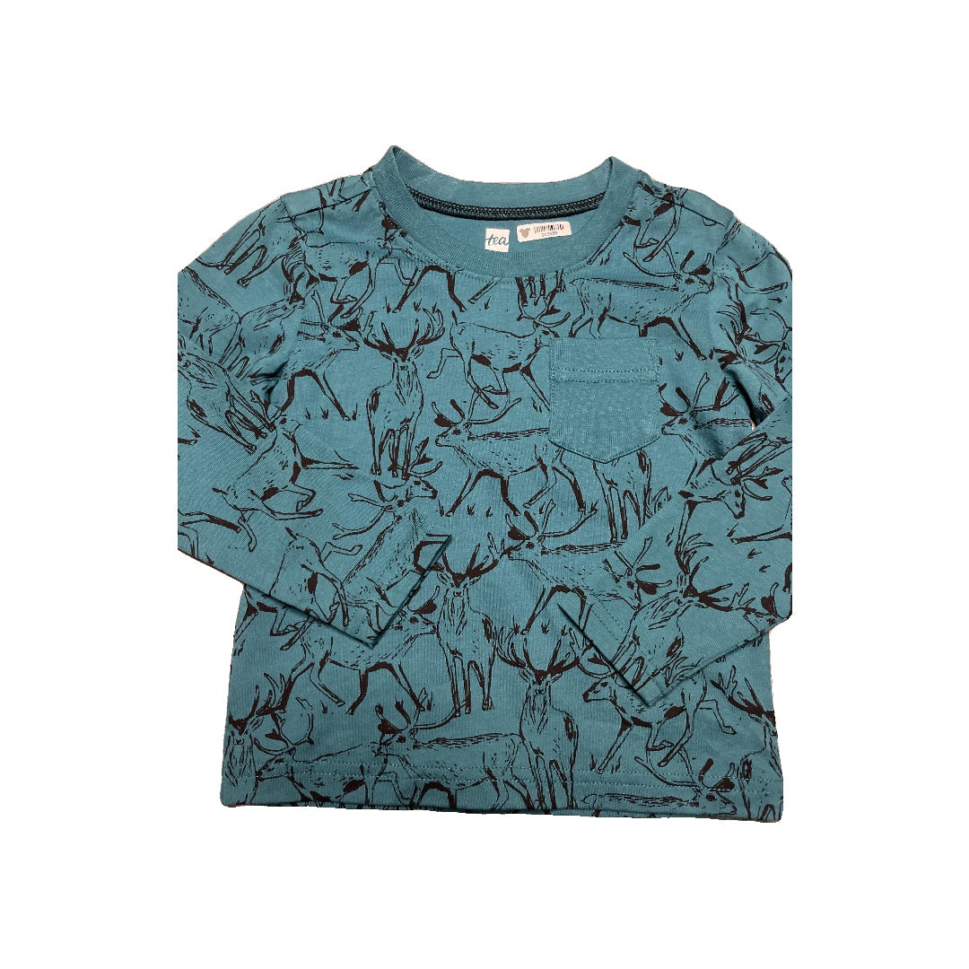 Tea Boys Turquoise | animals Long Sleeve T-Shirt Size: 2T Turquoise | animals
