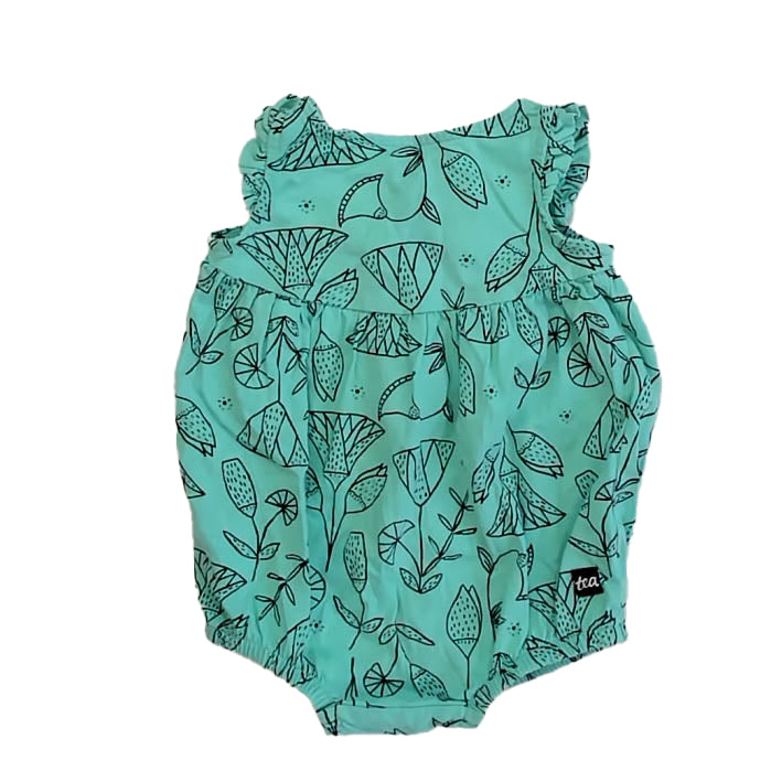 Tea Collection Girls Turquoise | Black Romper Size: 3-6 Months Turquoise | Black