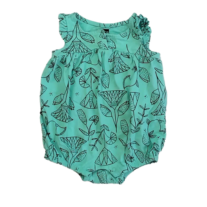 Tea Collection Girls Turquoise | Black Romper Size: 3-6 Months Turquoise | Black