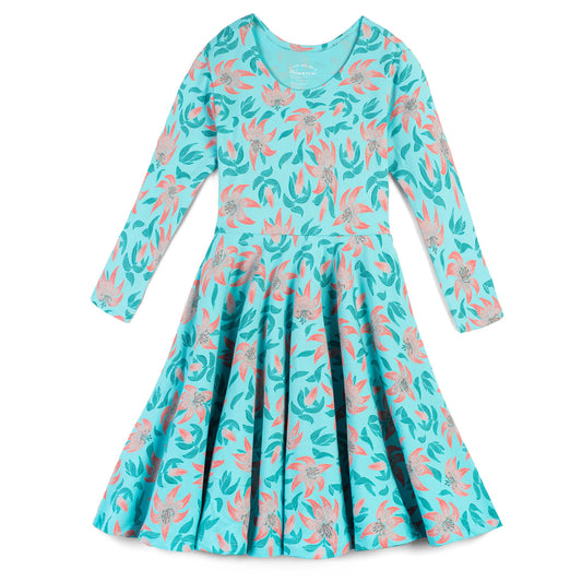 Mightly Girls Turquoise | Coral Dress Size: 6-14 Years Turquoise | Coral