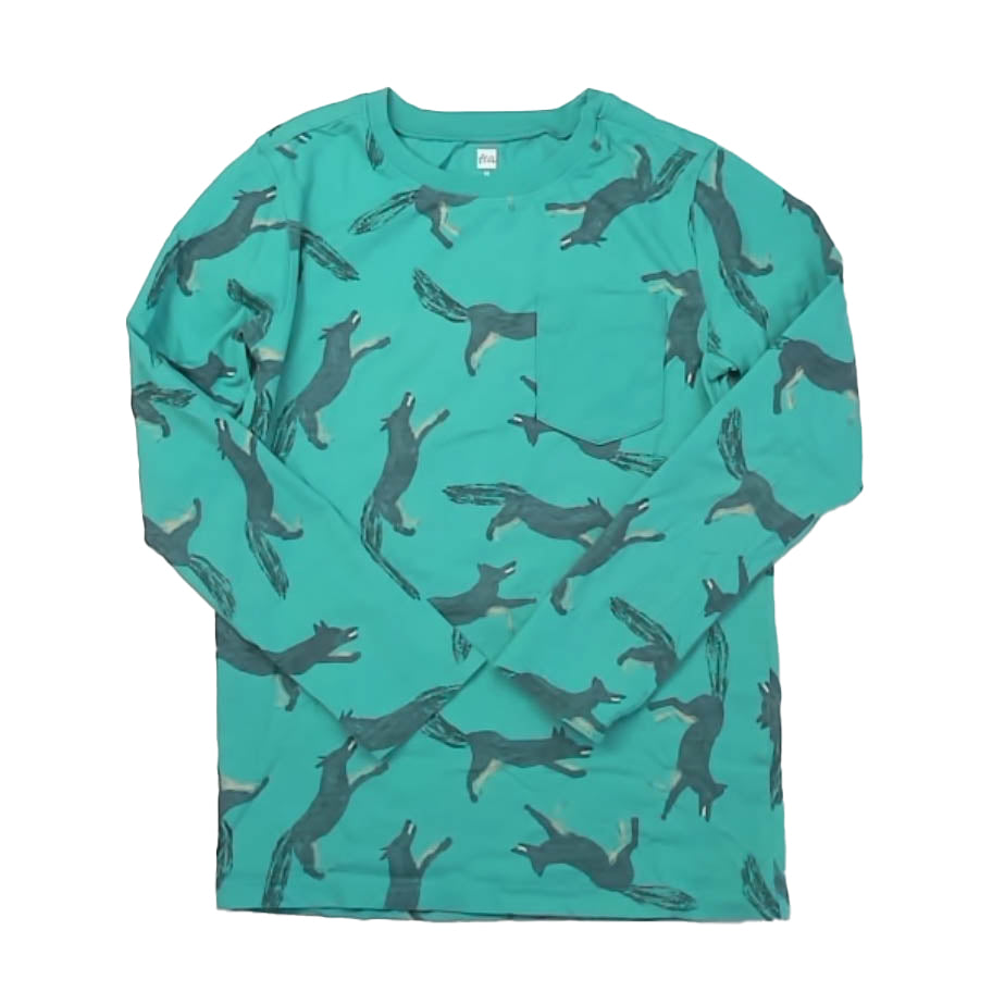Tea Collection Boys Turquoise Coyote Long Sleeve T-Shirt Size: 12 Years Turquoise Coyote