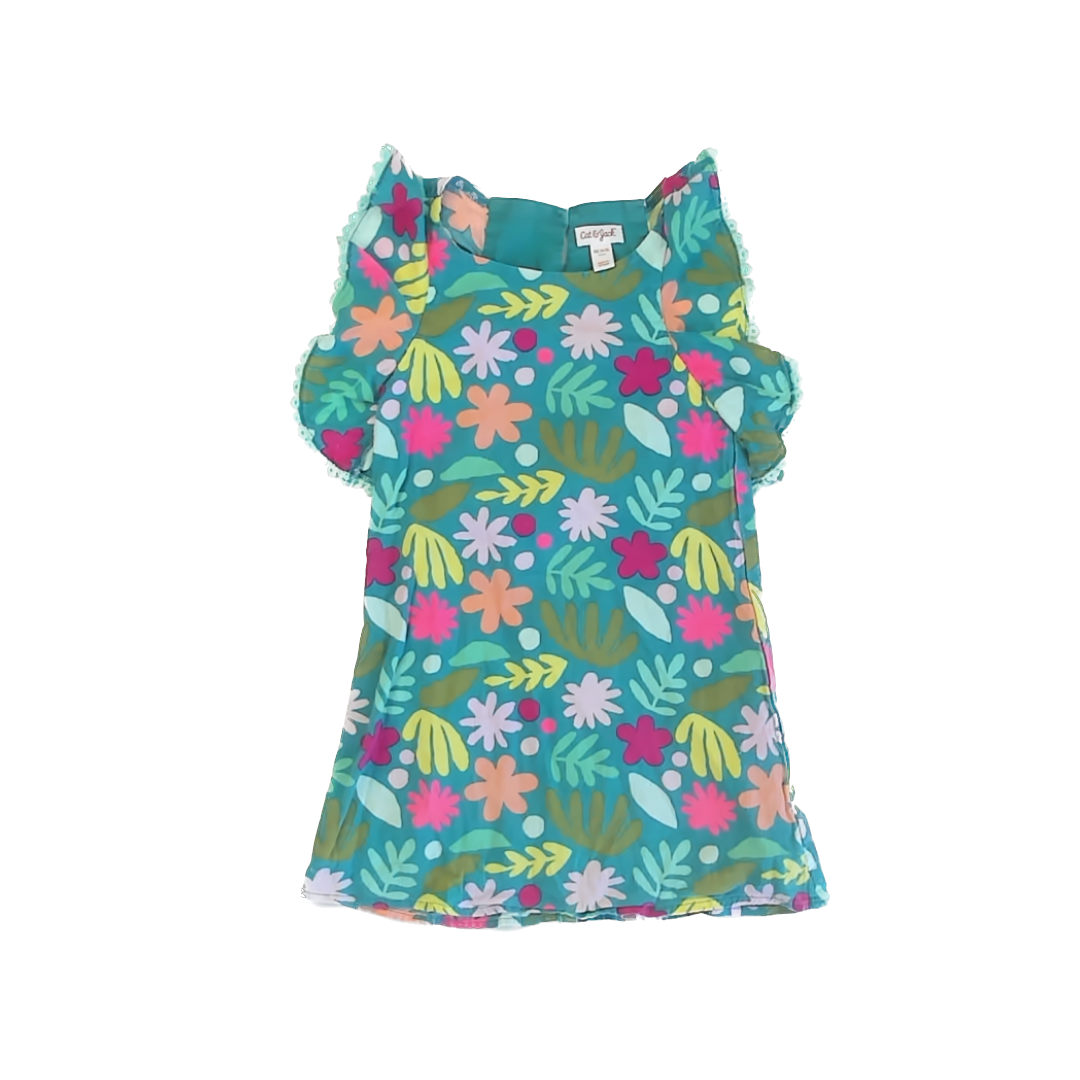 Cat & Jack Girls Turquoise floral Dress Size: 4-5T Turquoise floral