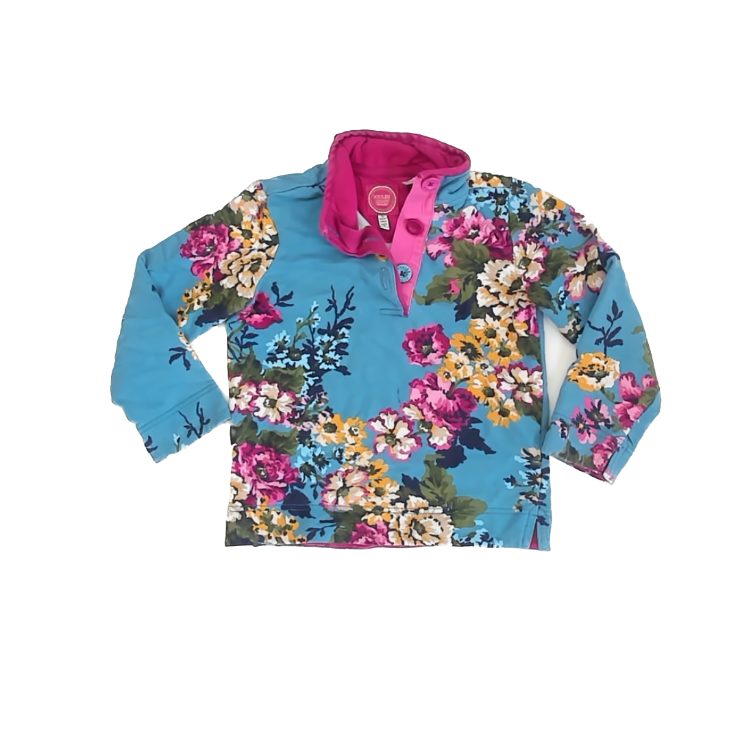 Joules Girls Turquoise Floral Sweatshirt Size: 5T Turquoise Floral