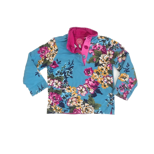 Joules Girls Turquoise Floral Sweatshirt Size: 5T Turquoise Floral