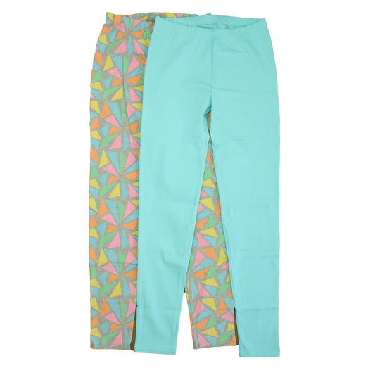 Mightly Girls Turquoise | Gray Leggings Size: 14 Years Turquoise | Gray