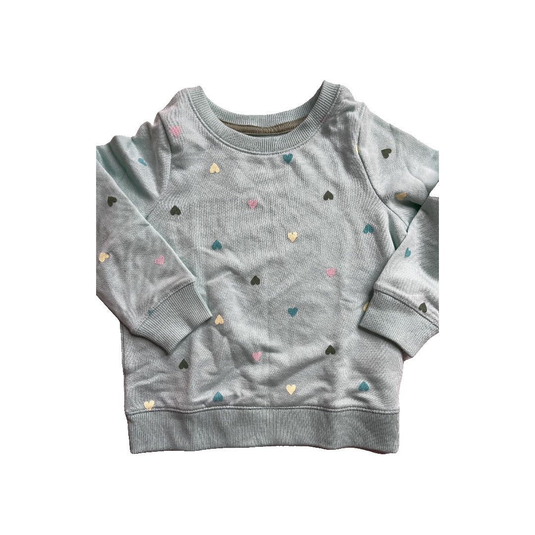 Cat & Jack Girls Turquoise | Hearts Sweatshirt Size: 2 years Turquoise | Hearts