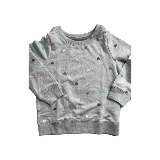 Cat & Jack Girls Turquoise | Hearts Sweatshirt Size: 2 years Turquoise | Hearts