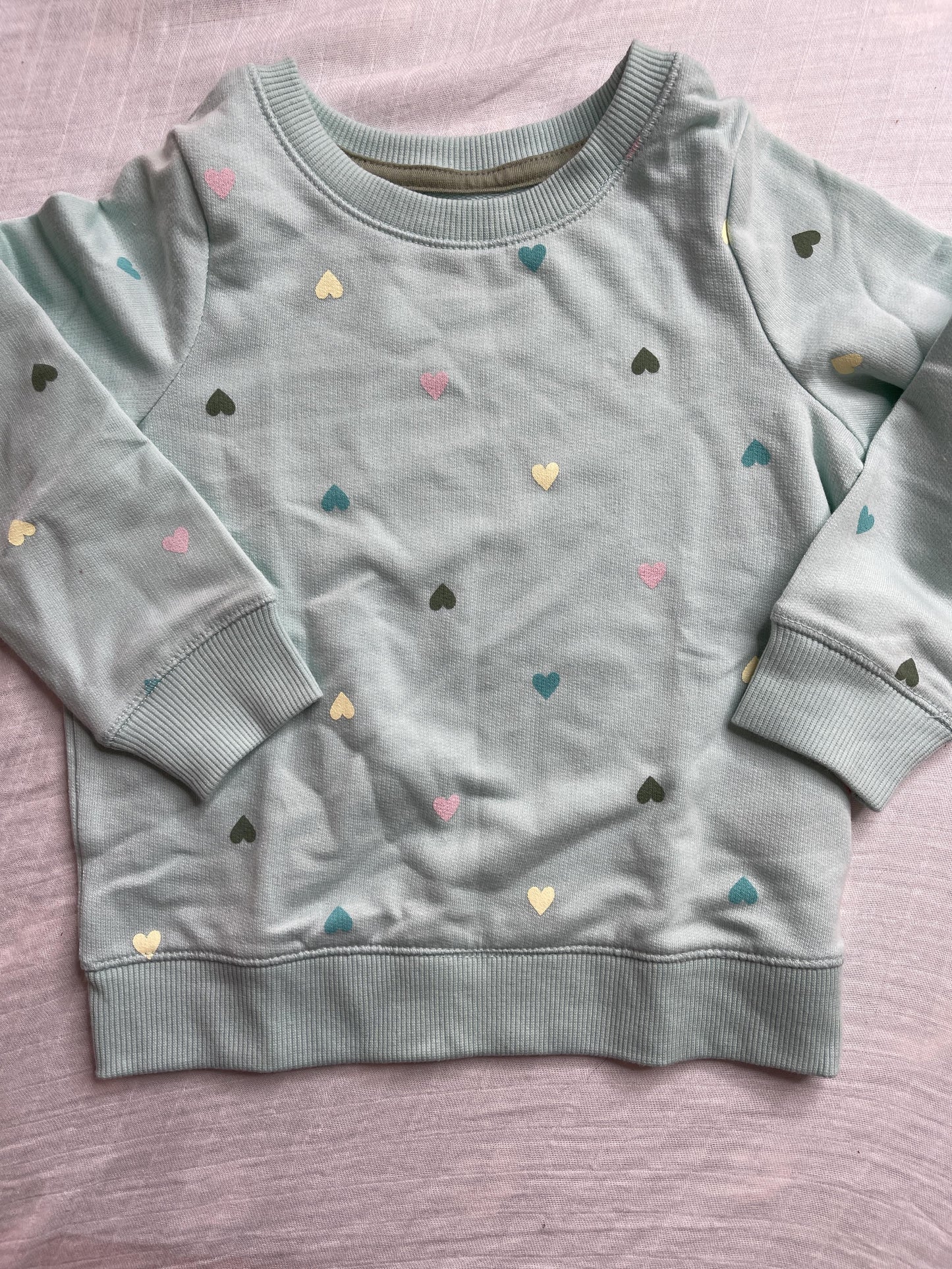 Cat & Jack Girls Turquoise | Hearts Sweatshirt Size: 2 years Turquoise | Hearts