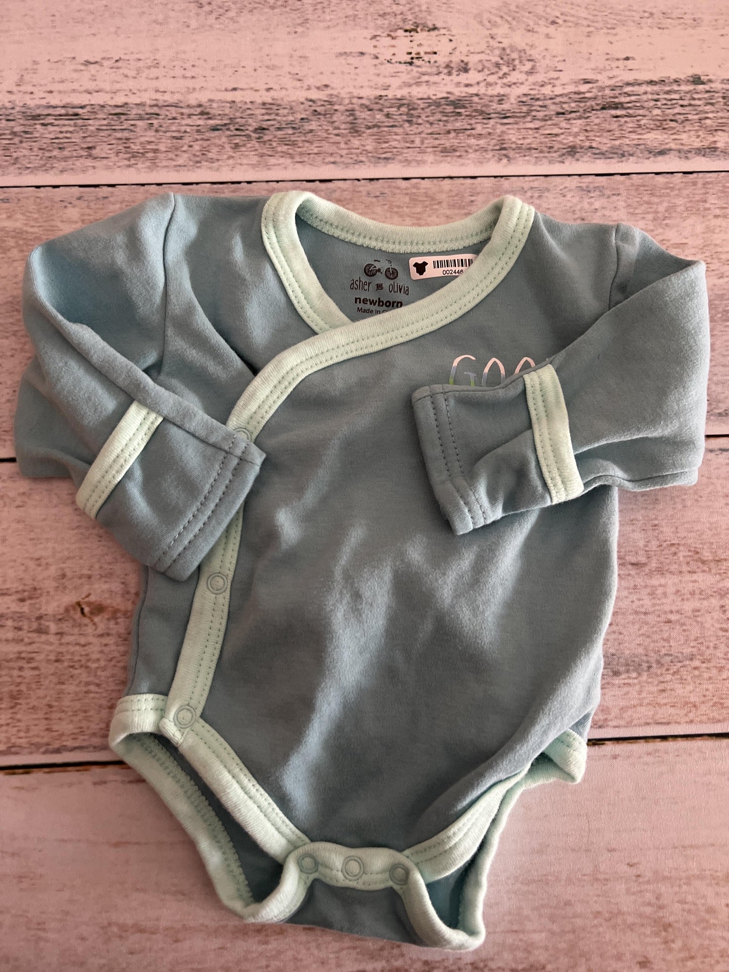 asher and olivia Unisex Turquoise | Light Blue Onesie Size: Newborn Turquoise | Light Blue