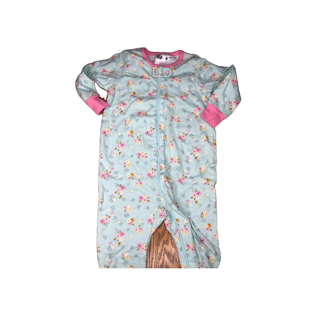 Gerber Childrenswear Girls Turquoise | Pink floral Pajamas Size: 3-6 months Turquoise | Pink floral