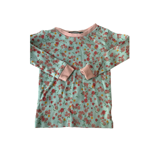 Burt's Bees Girls Turquoise | Pink floral Pajamas Size: 2 years Turquoise | Pink floral