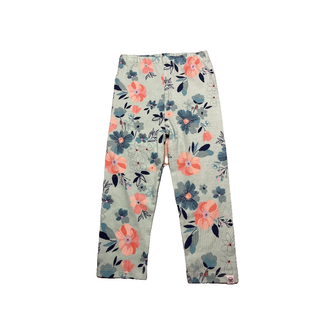 Honest Co Girls Turquoise | Pink floral Pants Size: 2T Turquoise | Pink floral