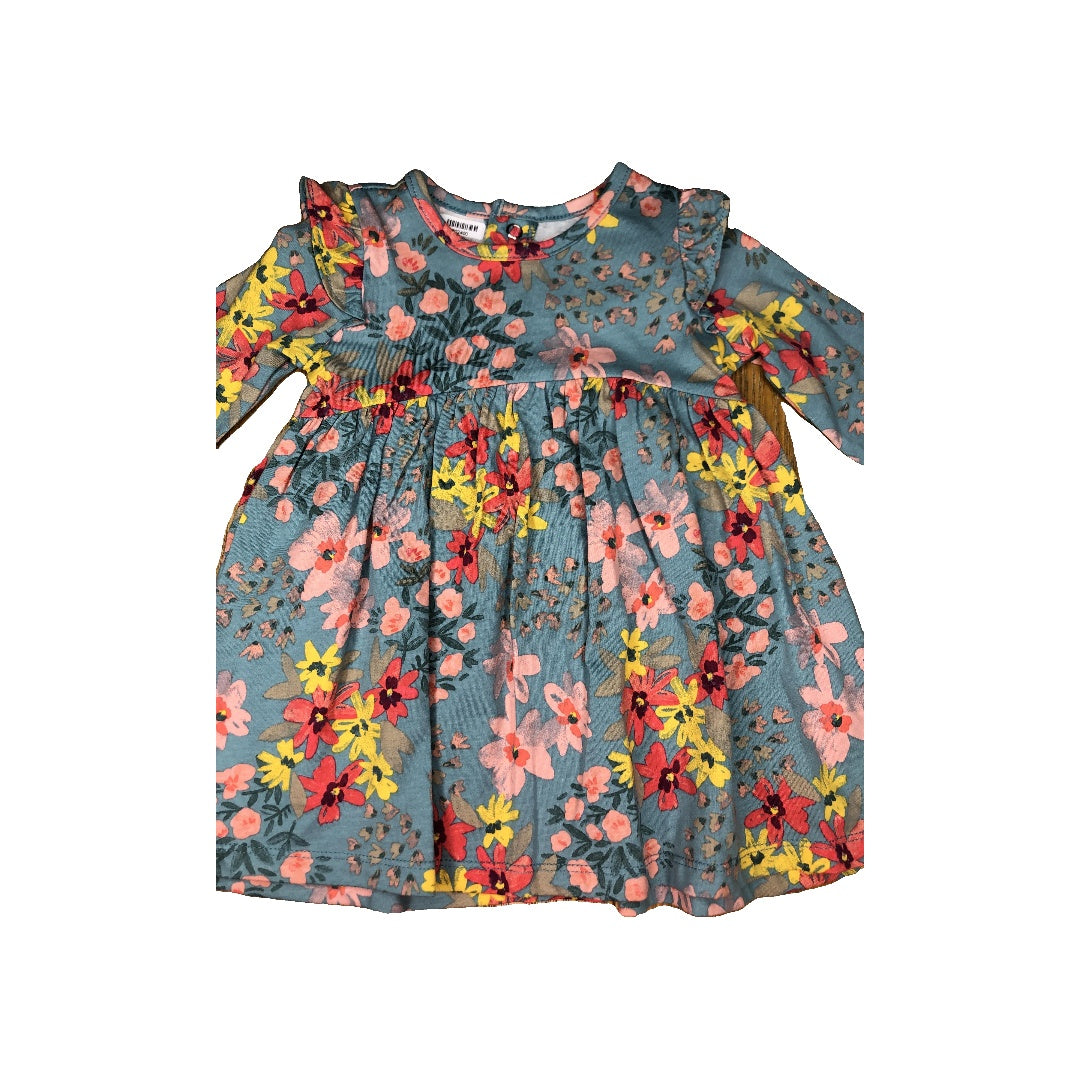 Carters Girls Turquoise | Pink floral Dress Size: 6 months Turquoise | Pink floral