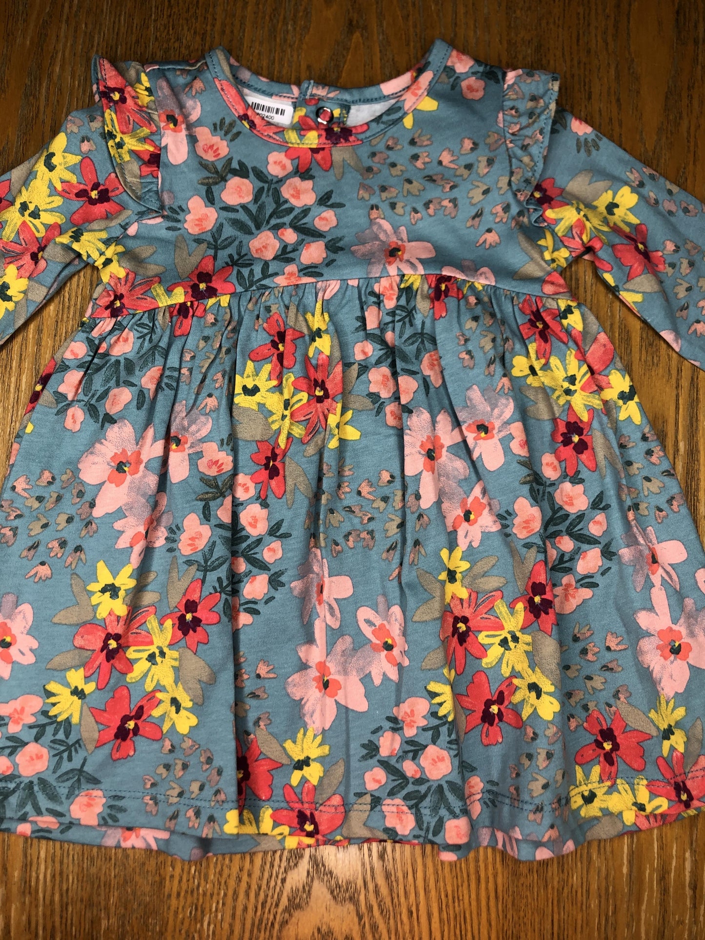 Carters Girls Turquoise | Pink floral Dress Size: 6 months Turquoise | Pink floral