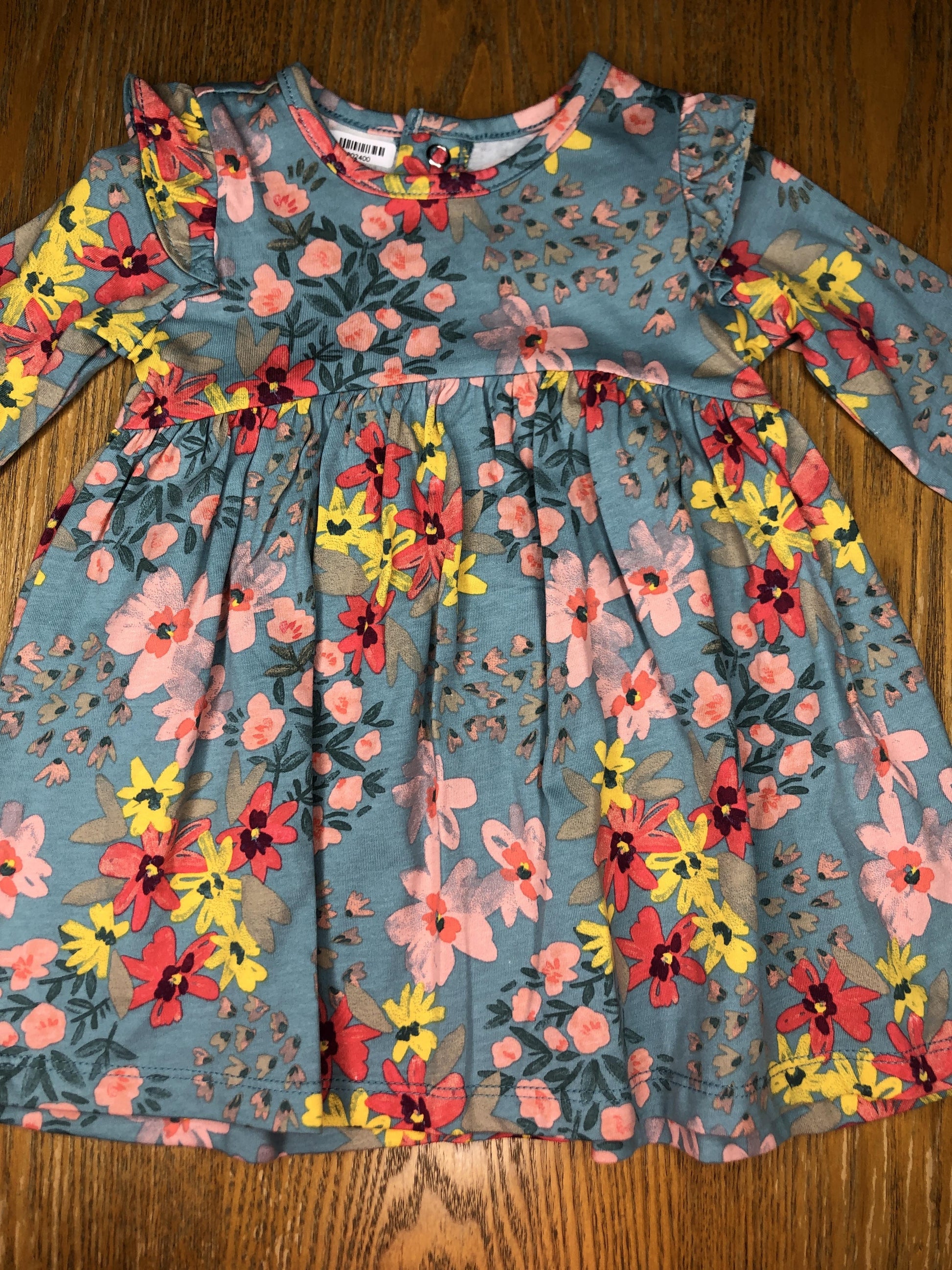 Carters Girls Turquoise | Pink floral Dress Size: 6 months Turquoise | Pink floral