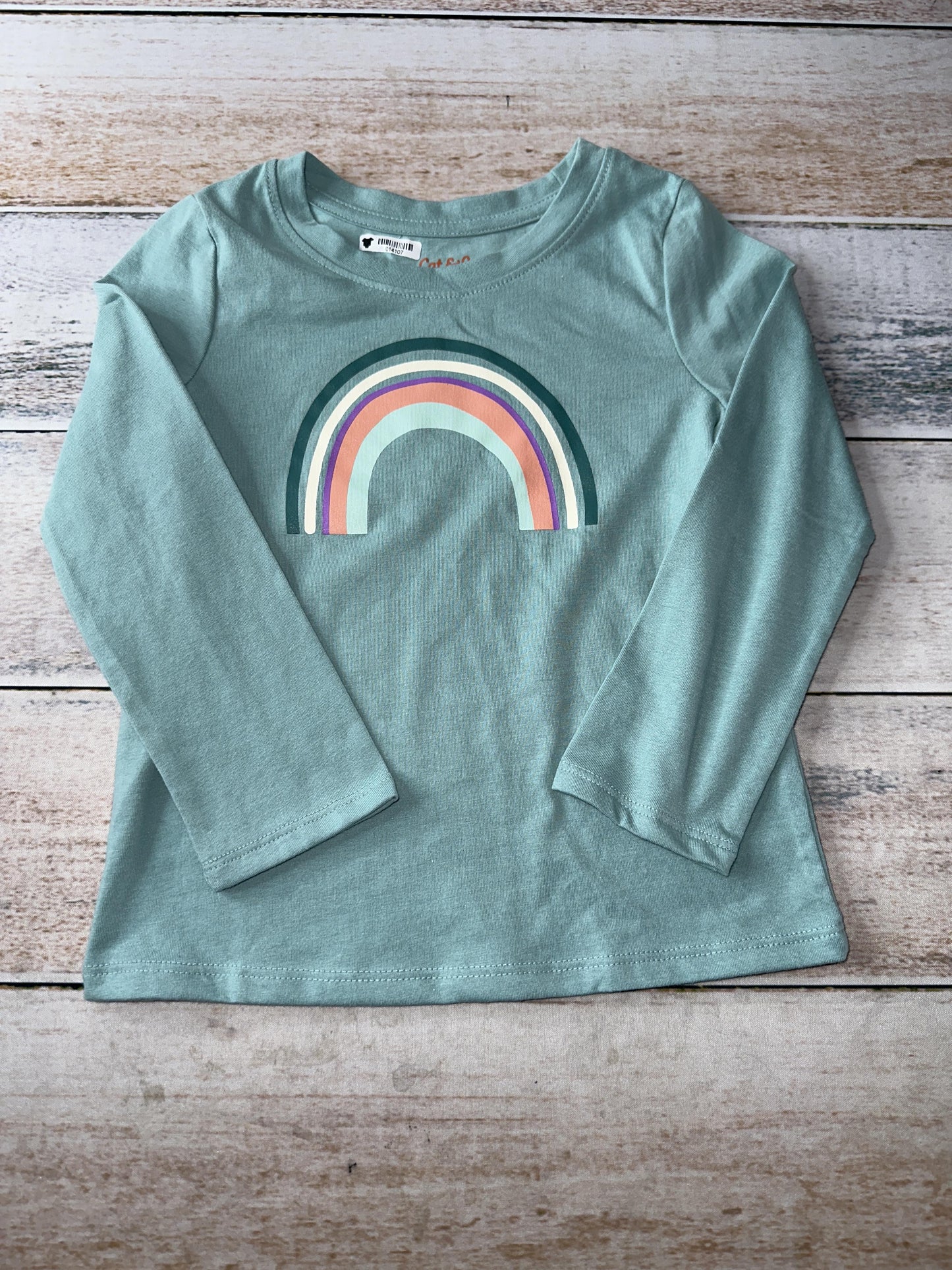 Cat & Jack Girls Turquoise | Rainbow Long Sleeve Shirt Size: 3T Turquoise | Rainbow