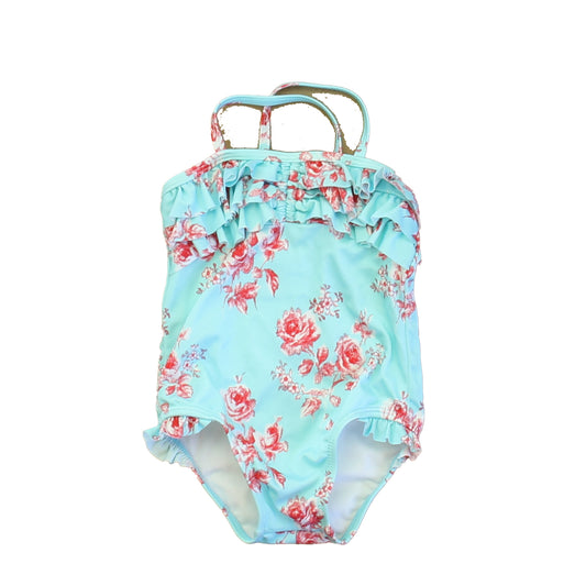 Janie and Jack Girls Turquoise | Red 1-piece Swimsuit Size: 18-24 Months Turquoise | Red