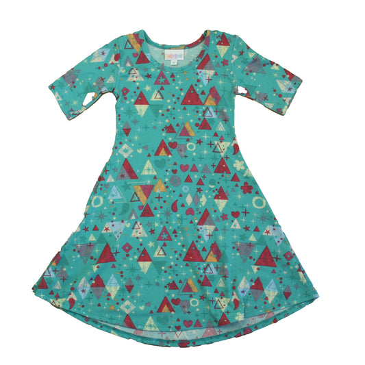 Lularoe Girls Turquoise Shapes Dress Size: 4T Turquoise Shapes