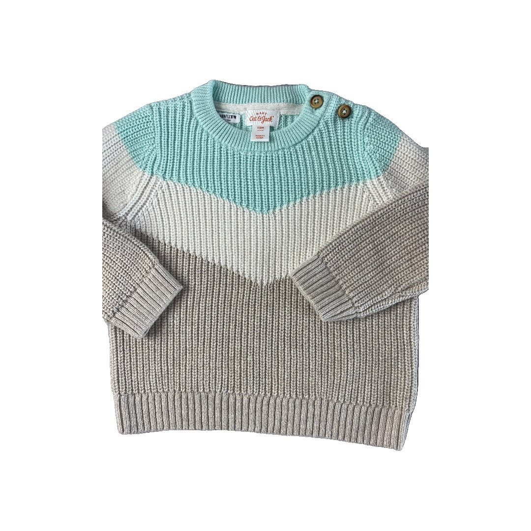 Cat & Jack Unisex Turquoise | Tan | White Sweater Size: 12 months Turquoise | Tan | White