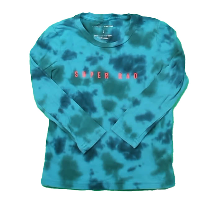 Rockets Of Awesome Girls Turquoise | Tye Die Long Sleeve T-Shirt Size: 4 T Turquoise | Tye Die