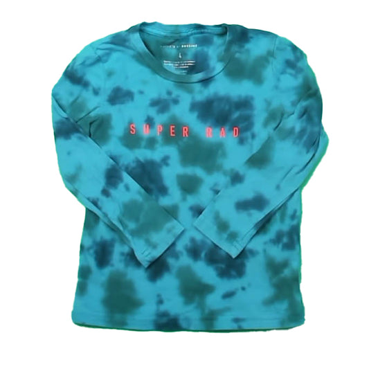 Rockets Of Awesome Girls Turquoise | Tye Die Long Sleeve T-Shirt Size: 4 T Turquoise | Tye Die