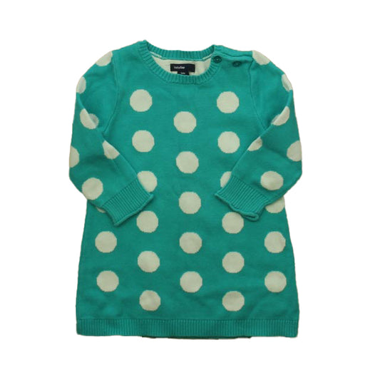 Gap Girls Turquoise | White Polka Dots Sweater Dress Size: 18-24 Months