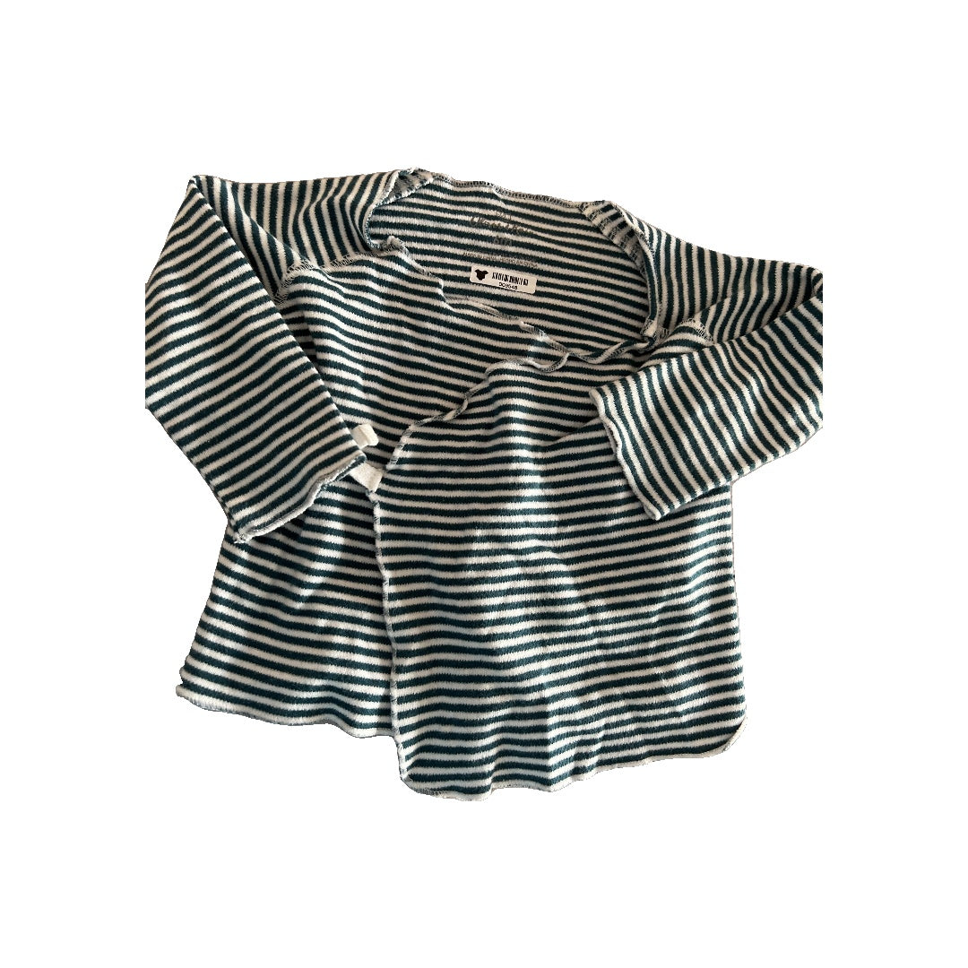 Oliver & Rain Unisex Turquoise | White | Stripe Shirt Size: 6 months Turquoise | White | Stripe