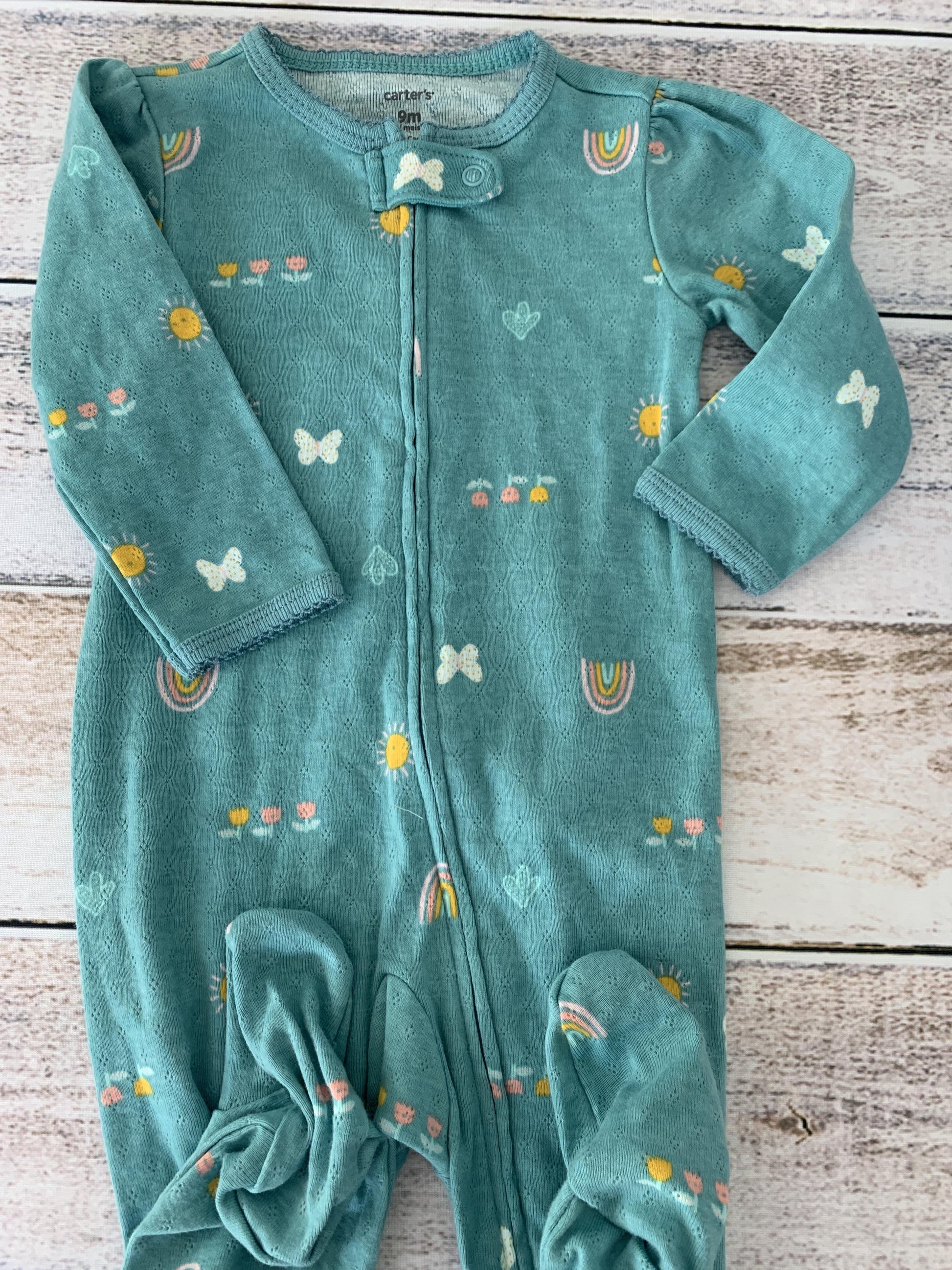 Carters Girls Turquoise Pajamas Size: 9 months Turquoise