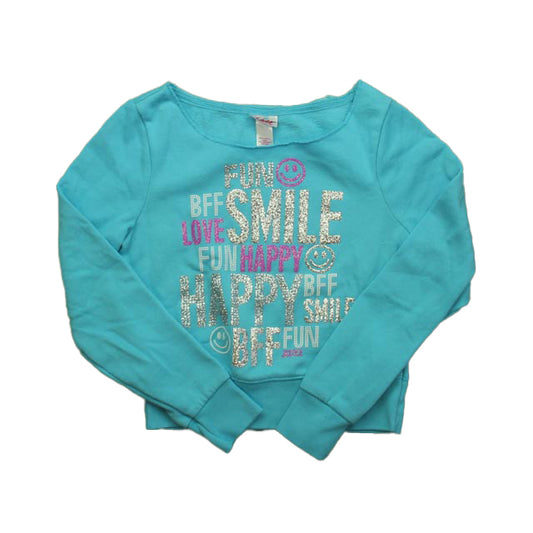 Justice Girls Turquoise Long Sleeve Shirt Size: 7 Years