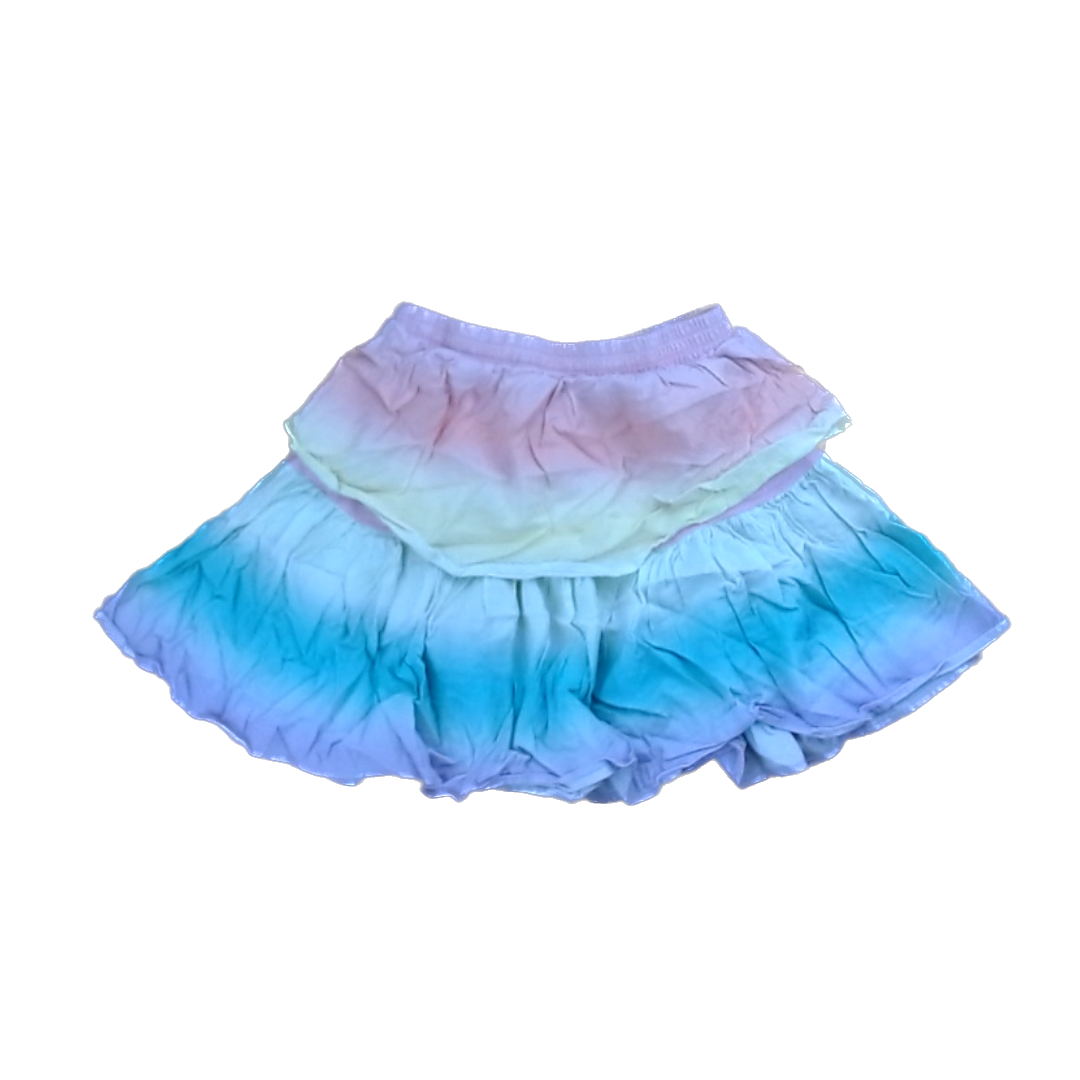 Rockets Of Awesome Girls Two Tiered Rainbow Ombre Skirt Size: 6 Years Two Tiered Rainbow Ombre