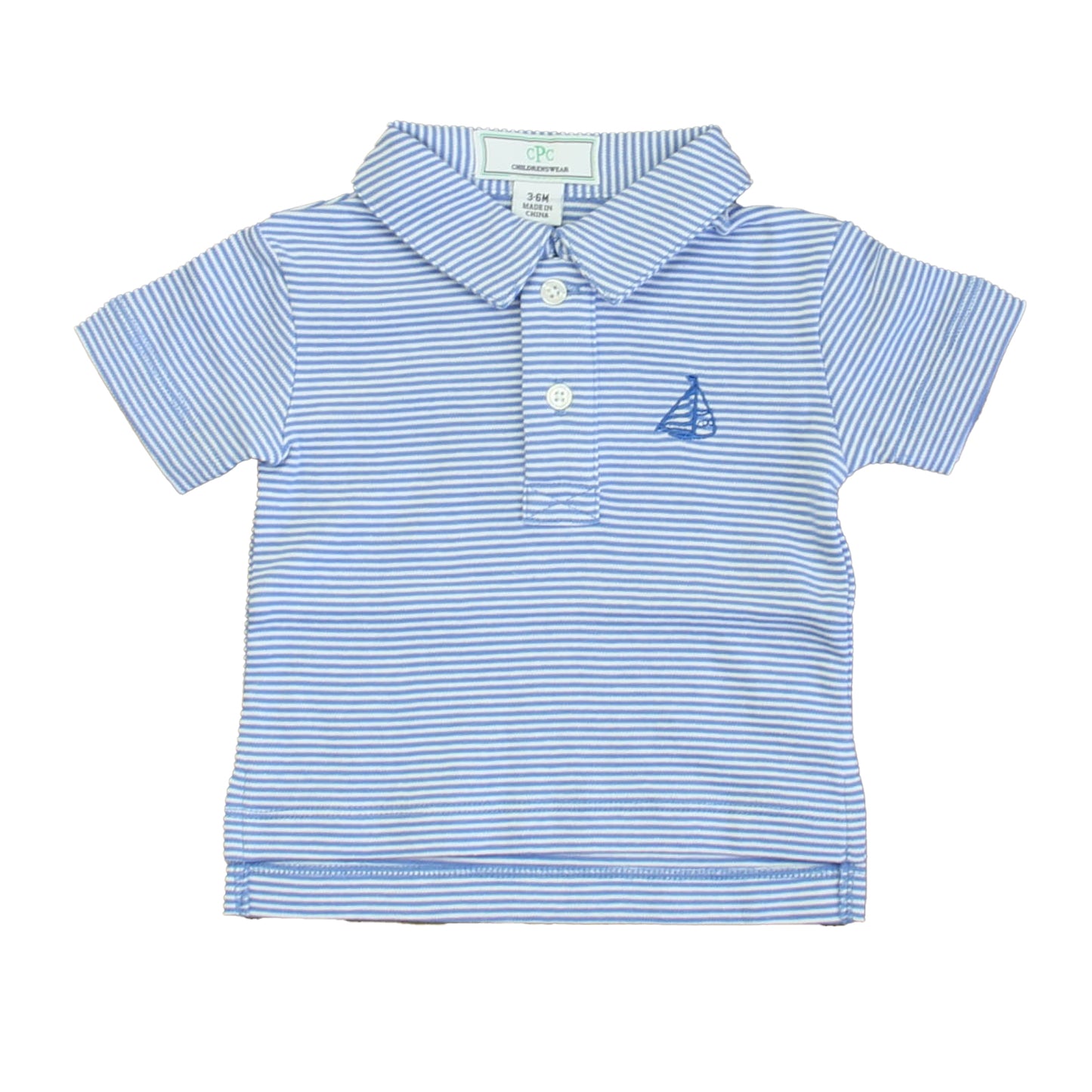 Classic Prep Boys Ultra Marine | White Stripe Polo Shirt Size: 0-6 Months