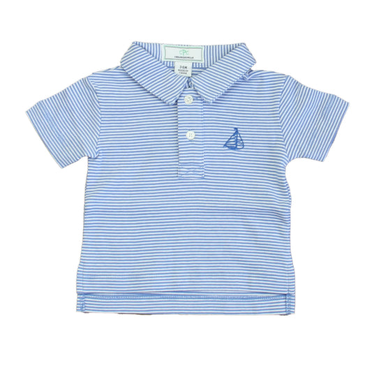 Classic Prep Boys Ultra Marine | White Stripe Polo Shirt Size: 0-6 Months Ultra Marine | White Stripe