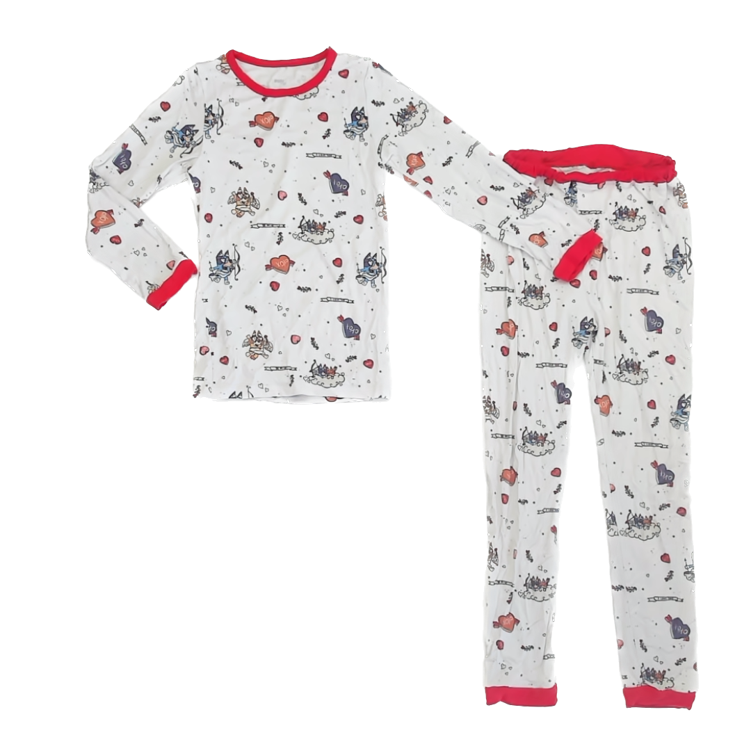 Unknown Unisex Valentine Bluey 2-piece Pajamas Size: 6 Years Valentine Bluey