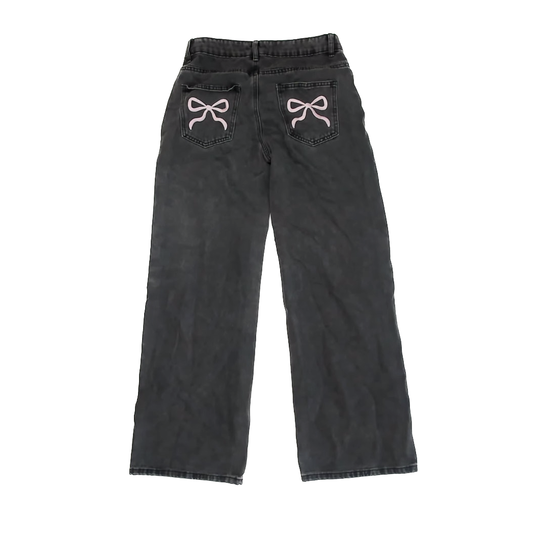 Edikted Girls Washed Black Denim Jeans Size: S Washed Black Denim