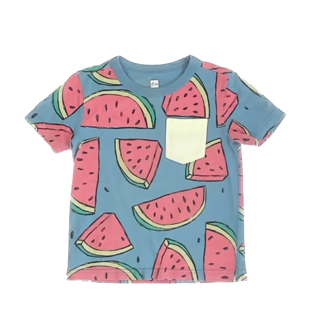 Tea Collection Boys Watermellons Short Sleeve Shirt Size: 3T Watermellons