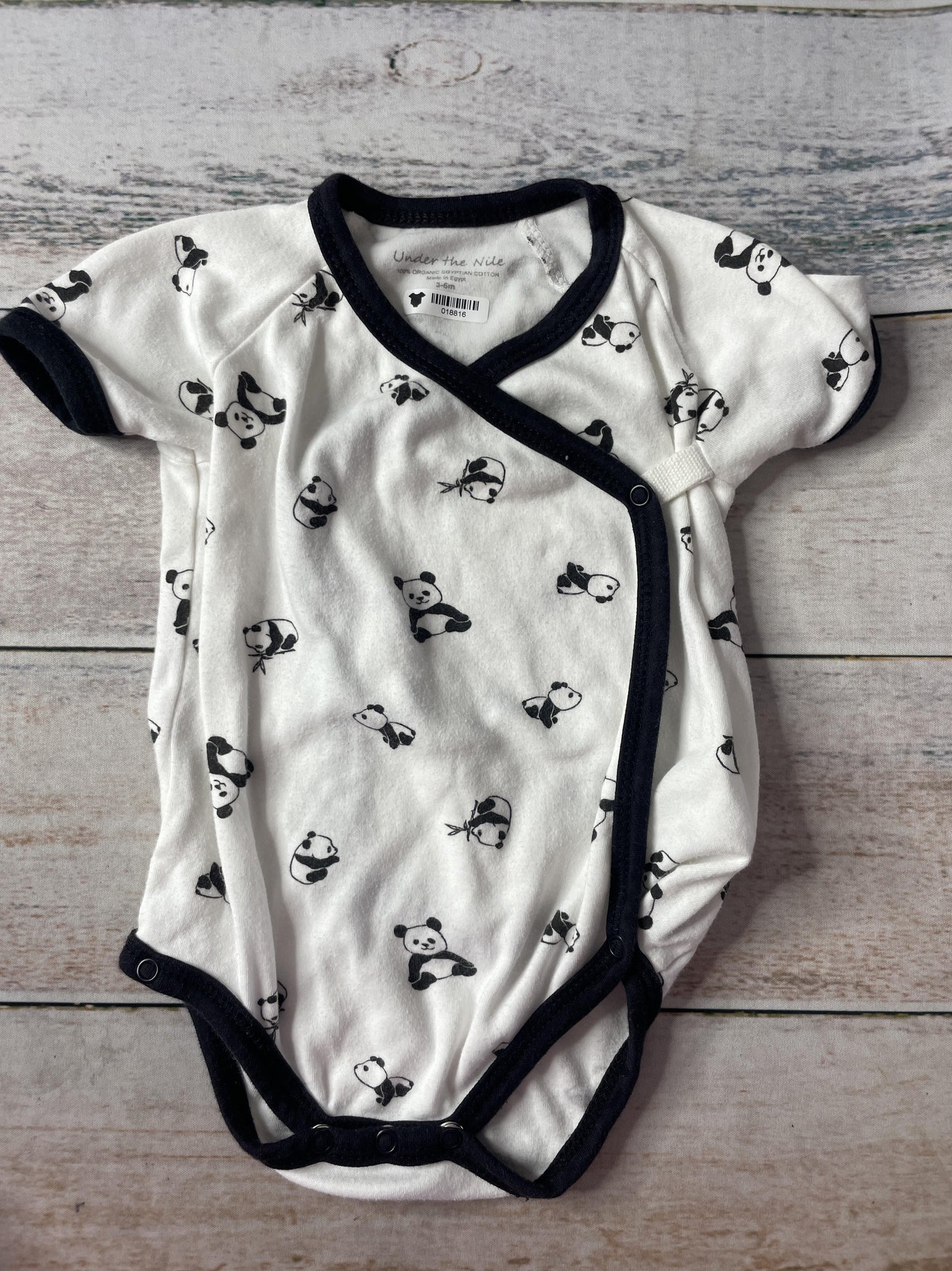 Under The Nile Unisex Whimsical | Black | pandas Onesie Size: 3-6 months Whimsical | Black | pandas
