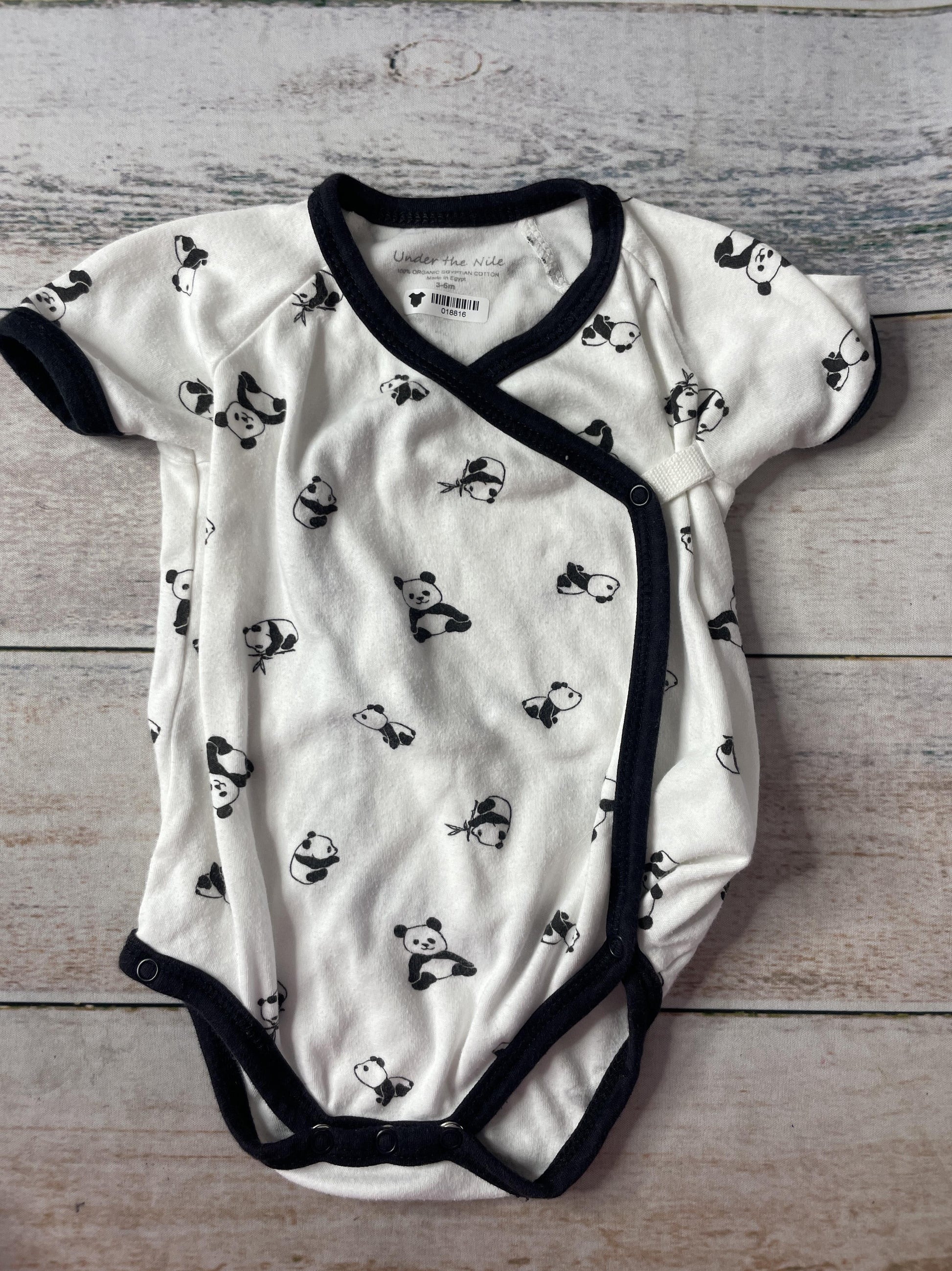 Under The Nile Unisex Whimsical | Black | pandas Onesie Size: 3-6 months Whimsical | Black | pandas