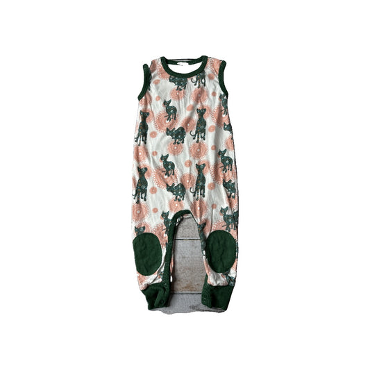 Cat & Dogma Girls Whimsical | pink | green Romper Size: 12-18 months Whimsical | pink | green