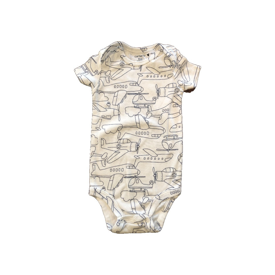 Carters Unisex White | airplanes Onesie Size: 9 months White | airplanes