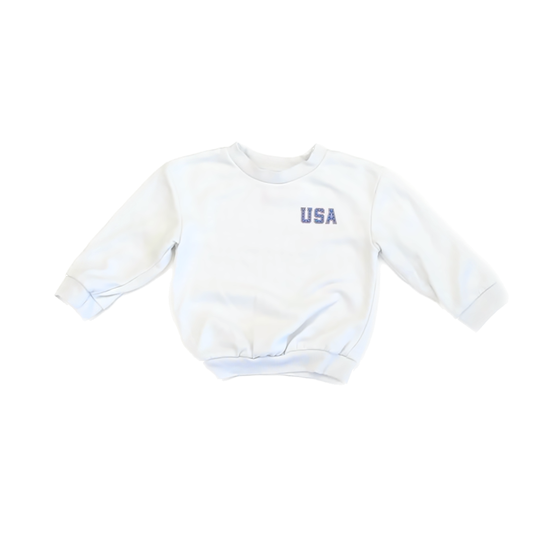 Cat & Jack Girls White American Flag Sweatshirt Size: 2T White American Flag