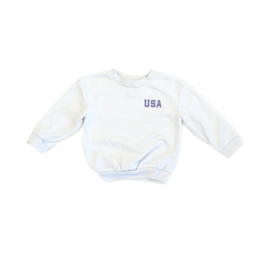 Cat & Jack Girls White American Flag Sweatshirt Size: 2T White American Flag
