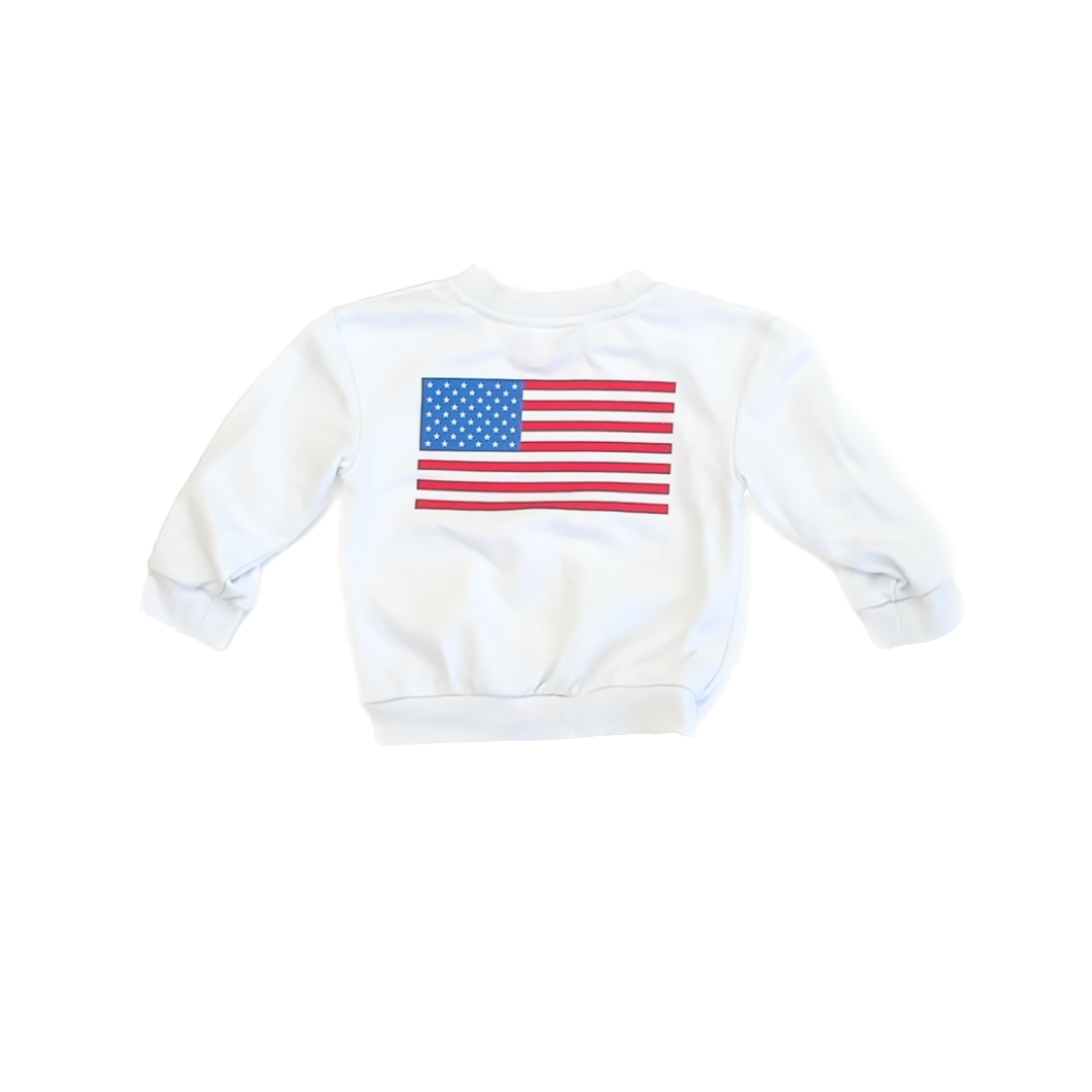 Cat & Jack Girls White American Flag Sweatshirt Size: 2T White American Flag