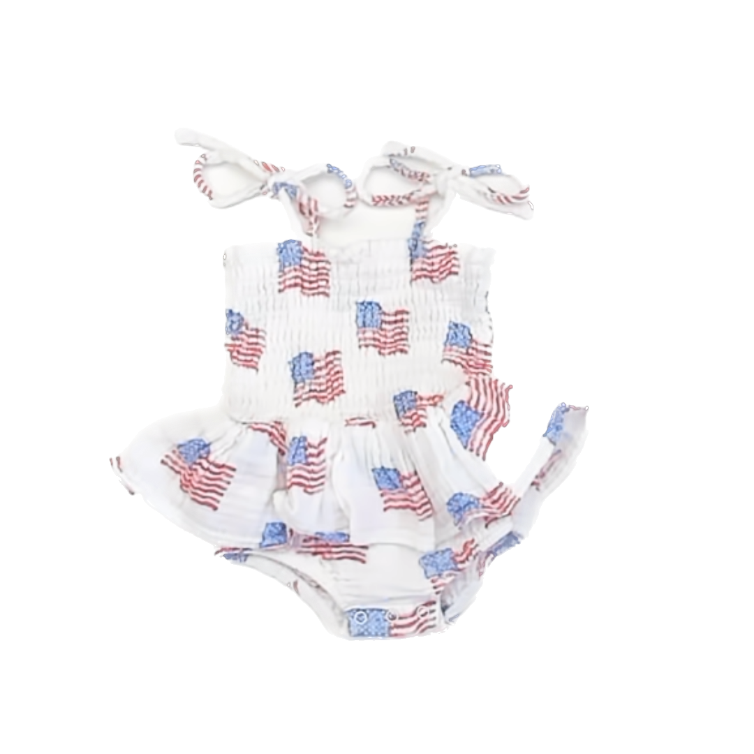 Angel Dear Girls White | American Flag Onesie Size: 3-6 Months White | American Flag
