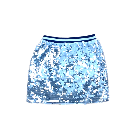 Rockets Of Awesome Girls White and Silver Sequin | Navy Striped Waistband Skirt Size: 8 Years White and Silver Sequin | Navy Striped Waistband