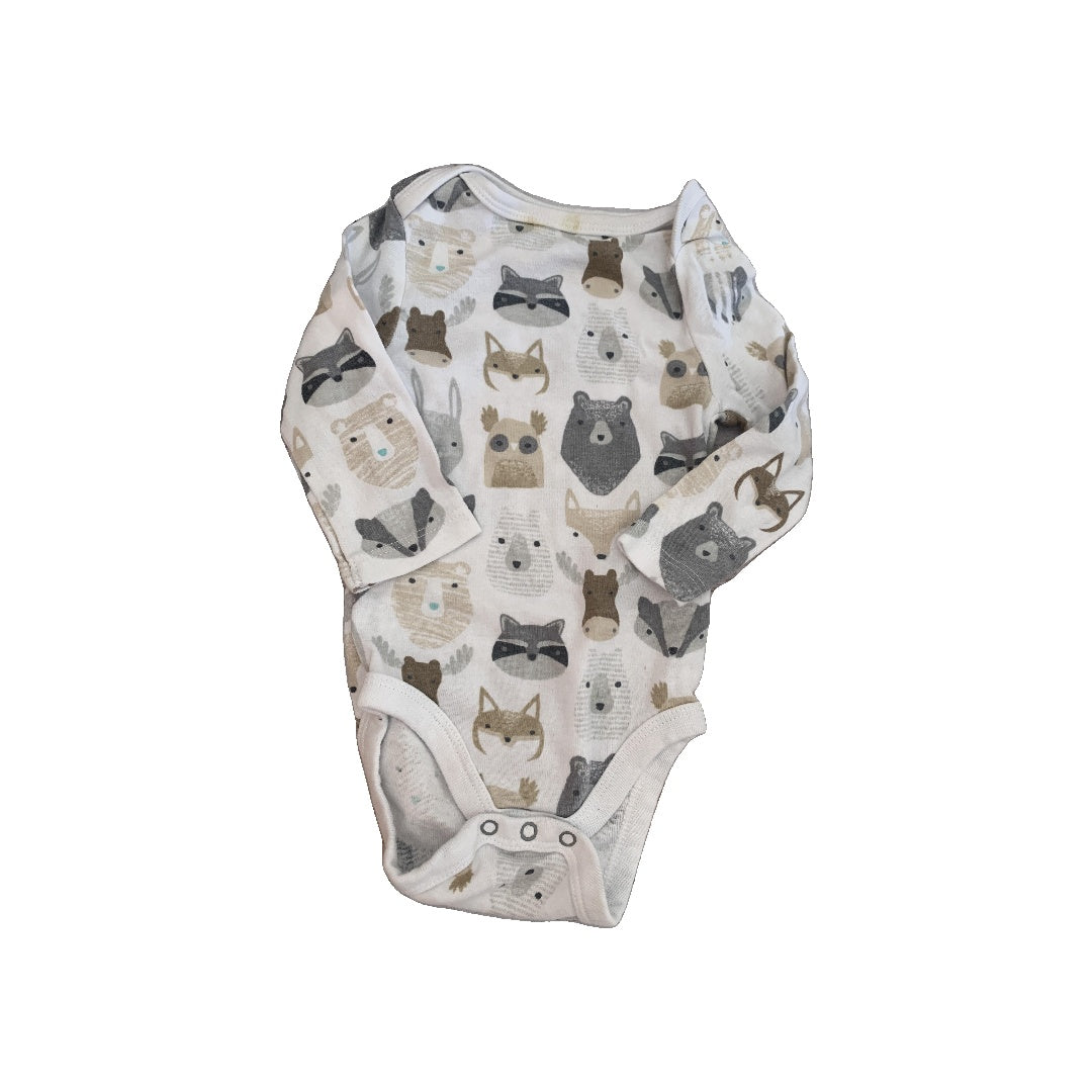 Cloud Island Unisex White | animals | Brown | Grey Onesie Size: 6-9 months White | animals | Brown | Grey