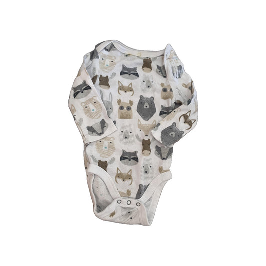 Cloud Island Unisex White | animals | Brown | Grey Onesie Size: 6-9 months White | animals | Brown | Grey